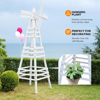 Wooden Windmill, Weather-Proof Wind Spinner, Outdoor Wind Mill for Garden Lawn Patio Decoration