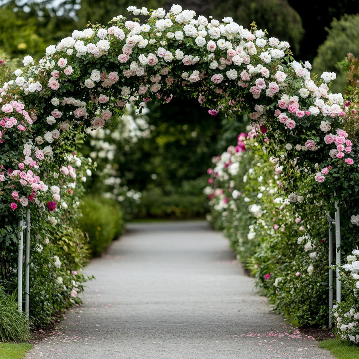 RUBFAC 94" Metal Wedding Arch Frame, White Garden Trellis for Climbing Plants Outdoor, Garden