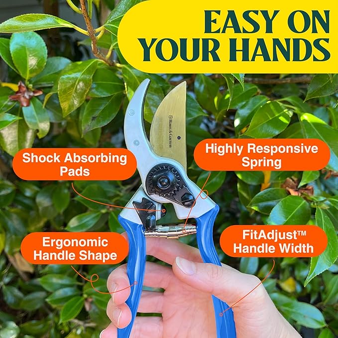 Haus & Garten ClassicPRO 8.5" Premium Titanium Bypass Pruners - Use as Garden Shears Pruning Shears