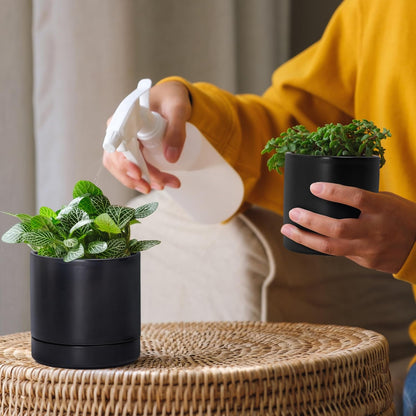 D'vine Dev 3.5 Inch & 4.7 Inch Ceramic Planter Pots for Plants with Drainage Hole and Saucer