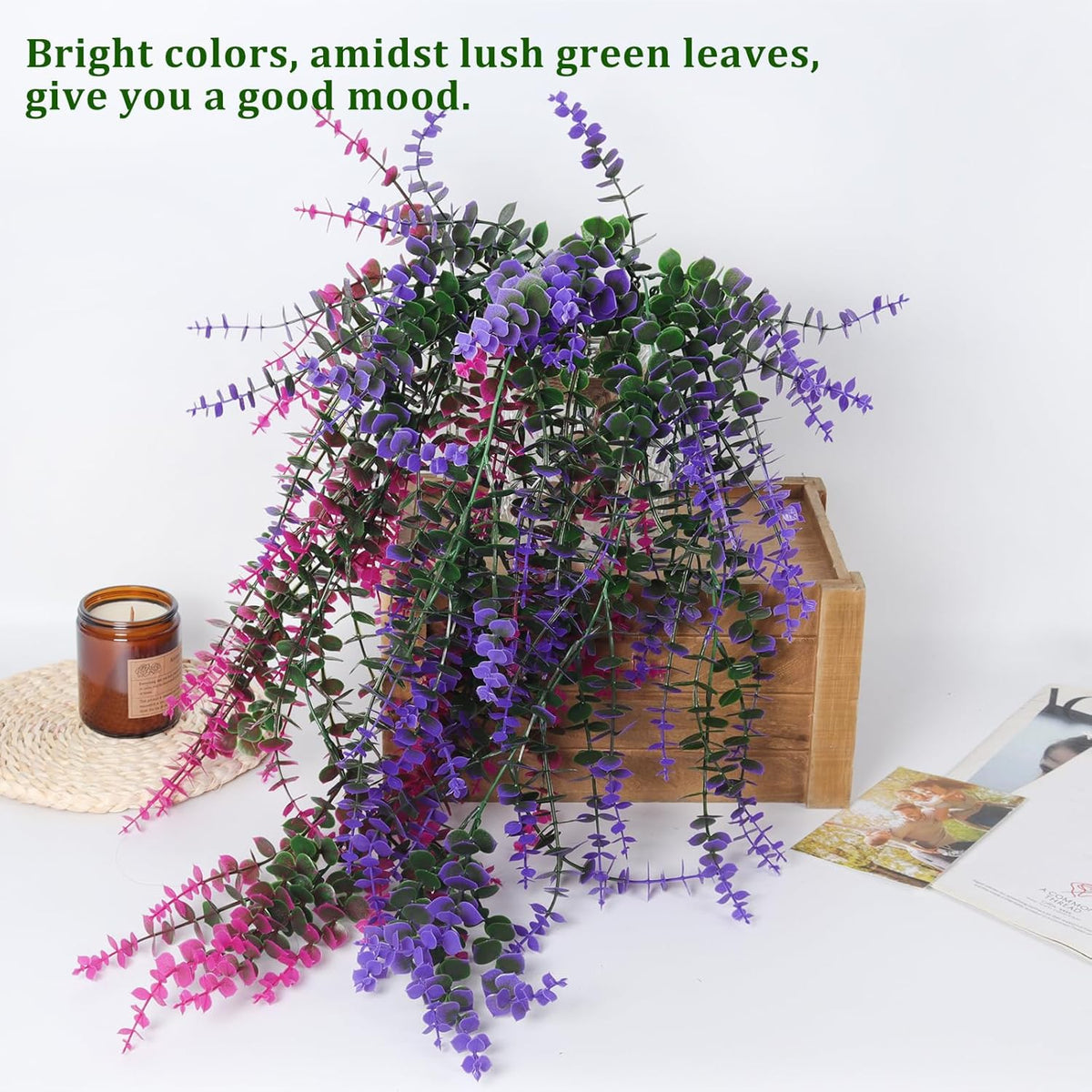 RECUTMS Artificial Plants Fake Eucalyptus Plants Faux Hanging Leaves Green Plant Artificial Hanging