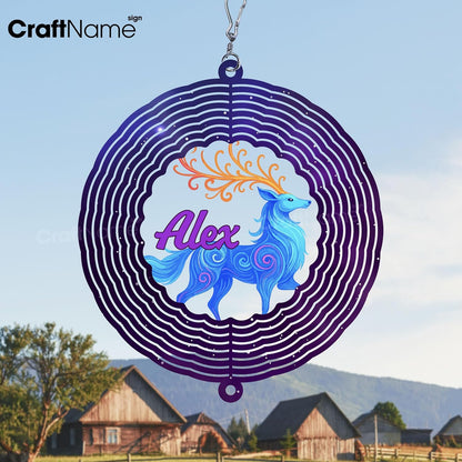 Personalized Elk Wind Spinner 3D Stainless Steel, Elk Garden Spinner Hanging Outdoor Decor, Wind