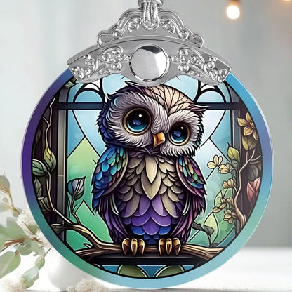 Owl Christmas Ornaments - Stained Glass Holiday Decorations, Tree Ornaments, Xmas Gifts for Owl