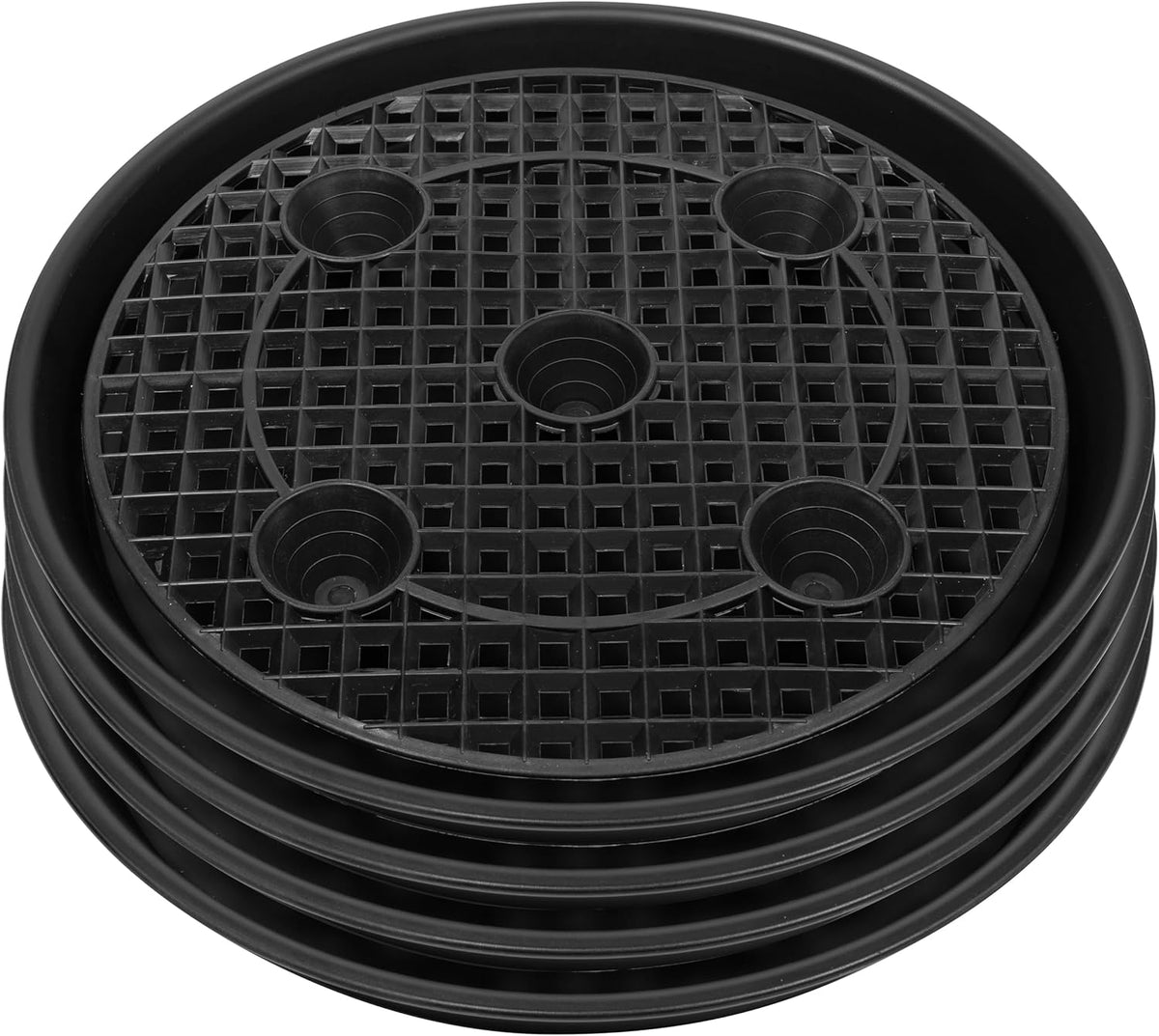 Plastic Plant Saucer Stand,4-Pack 14 inch, Elevated Plant Saucer Self-Watering Fabric Pot Base, Use