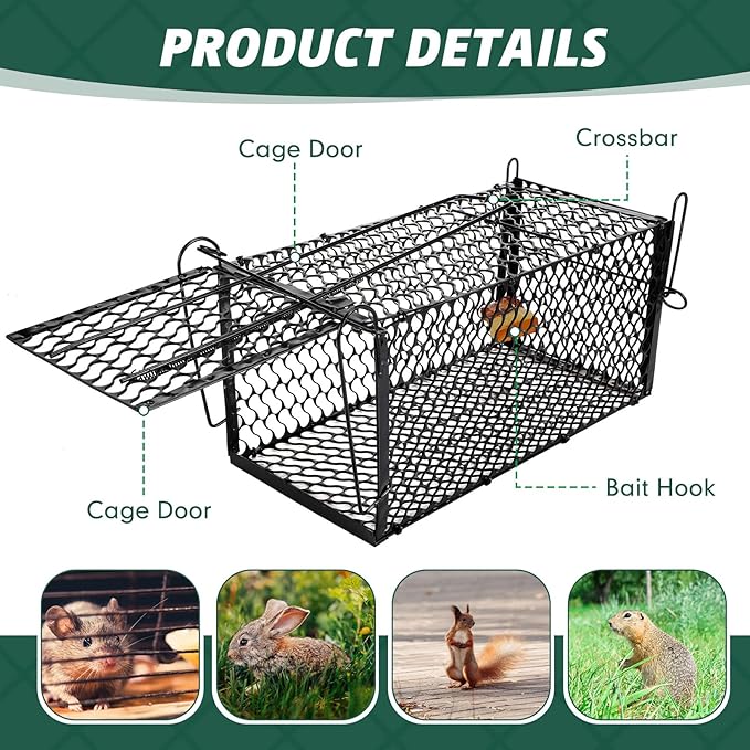 Qualirey 6 Pcs Humane Rat Trap Small Chipmunk Mouse Squirrel Cage Rodent Animal Voles Hamsters Cage