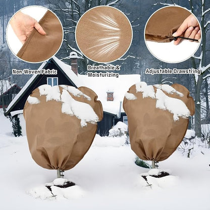 12 Pcs Winter Plant Covers Freeze Protection Reusable Plant Protector Bag with Drawstring Warm