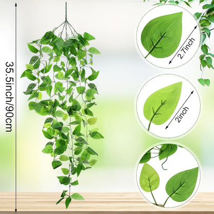 Hoteam 12 Pcs Artificial Hanging Plants 32 Inch Fake Ivy Vines with Fake Leaves Patio Artificial