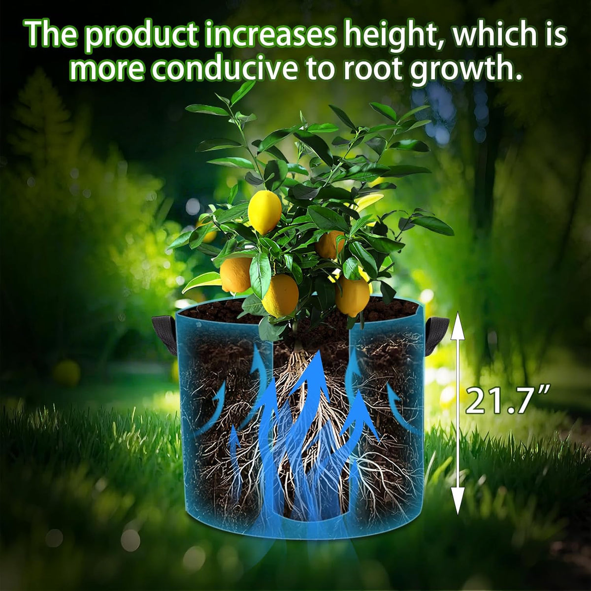 3-Pack 15 Gallon Plant Grow Bags, Thickened Nonwoven Fabric Pots with Handles,Durable Garden
