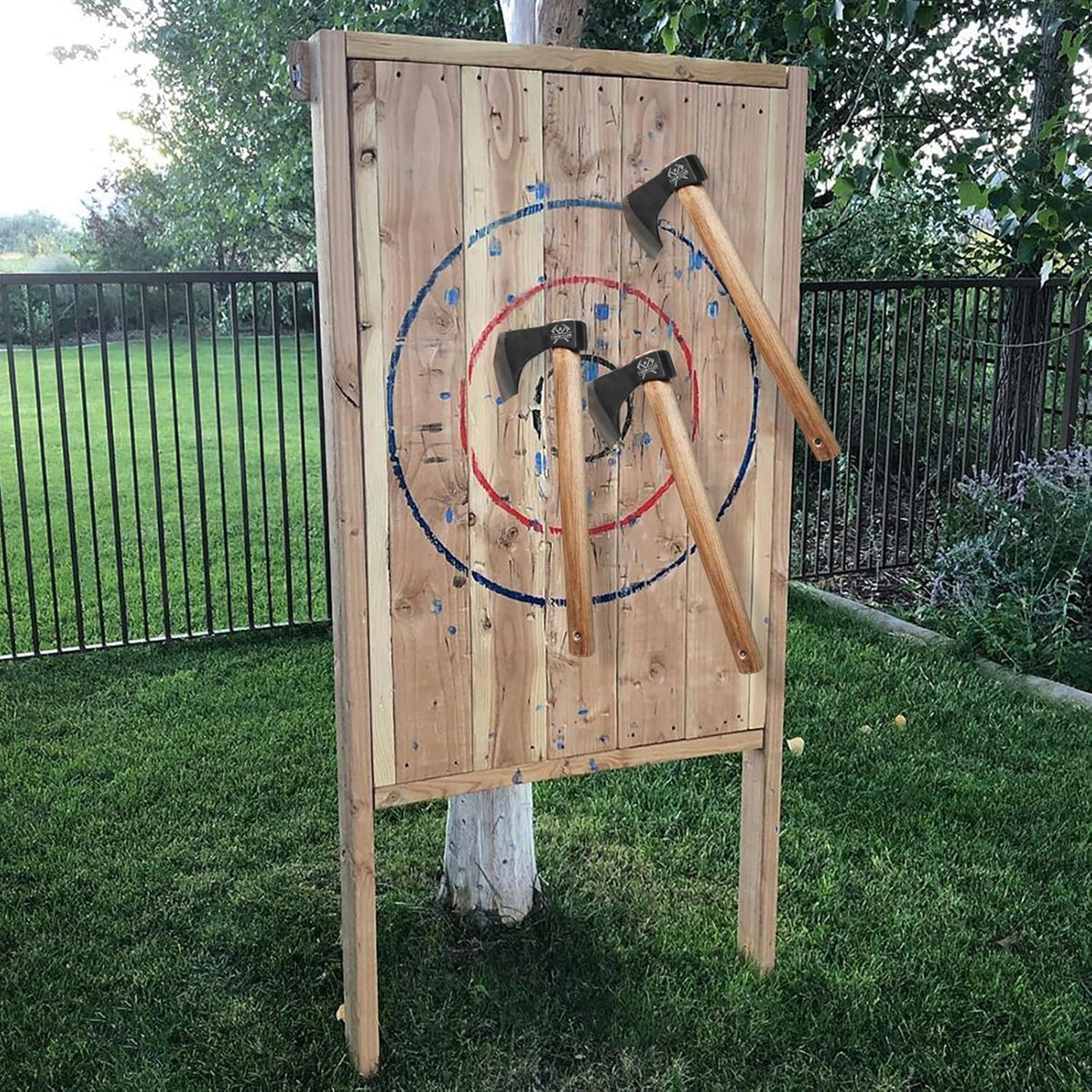 Throwing Axe Set, 2 Pack 18.9" Throwing Axes and Tomahawks with 1065 High Carbon Steel & Hickory