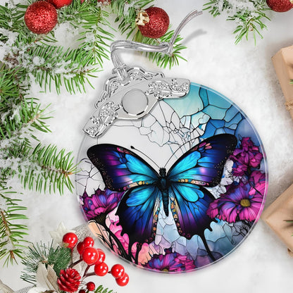 Stained Glass Suncatcher Ornament - Butterfly Christmas Decorations - Christmas Ornaments for Tree