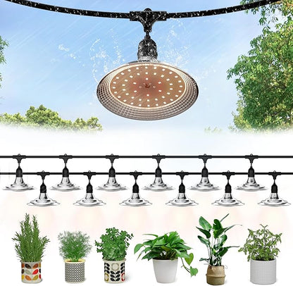 12-Light Outdoor LED Grow Lights – Waterproof Full Spectrum Greenhouse Lights for Plants, 41FT