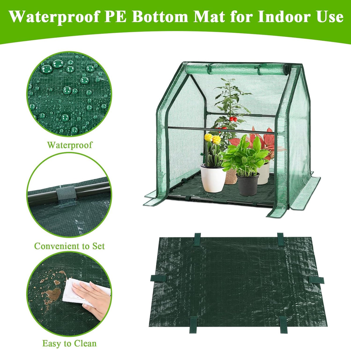 U'Artlines Portable Mini Greenhouse Small Green House with Waterproof Pad 36x18x33 Inch Plant Cover