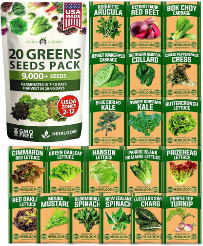 HOME GROWN 21,600+ Lettuce Seeds for Planting - 20 Heirloom Varieties, Non-GMO USA - Romaine