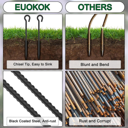 1/2 inch Rebar Stakes 36 Inches Long 6 Pack Steel Tent Anchors Heavy Duty Metal Tree Stakes and