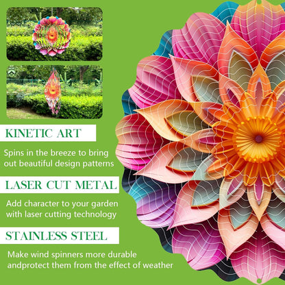 Stainless Steel Wind Spinner Indoor Outdoor Garden Decoration Crafts Ornaments 10 inch 3D Frosted