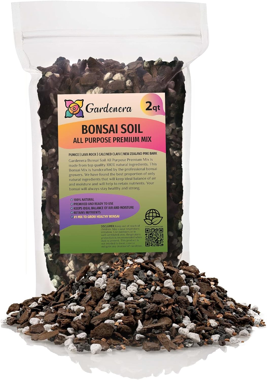 Premium Bonsai Soil All Purpose Fast Draining Mix - Pumice, Lava, Calcined Clay and Pine Bark
