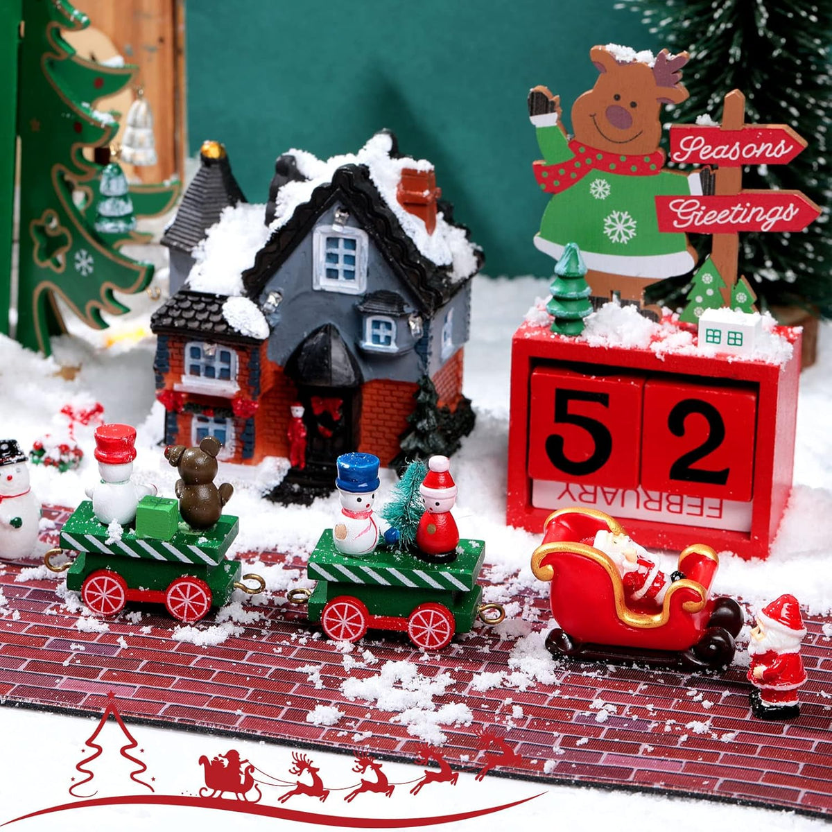 Marspark Christmas Village Accessories 5 x 50 Inch Christmas Miniature Road Village Street Mat Xmas