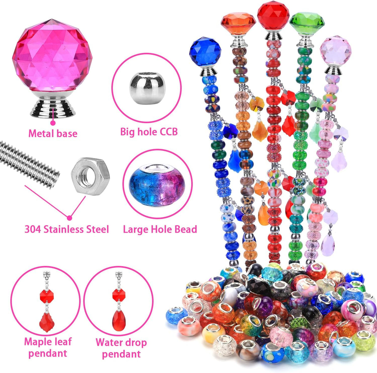VICTLOV Crystal Suncatcher Making Kit, 273 Pieces with Beads, Snowflakes, Butterflies, Glass Balls