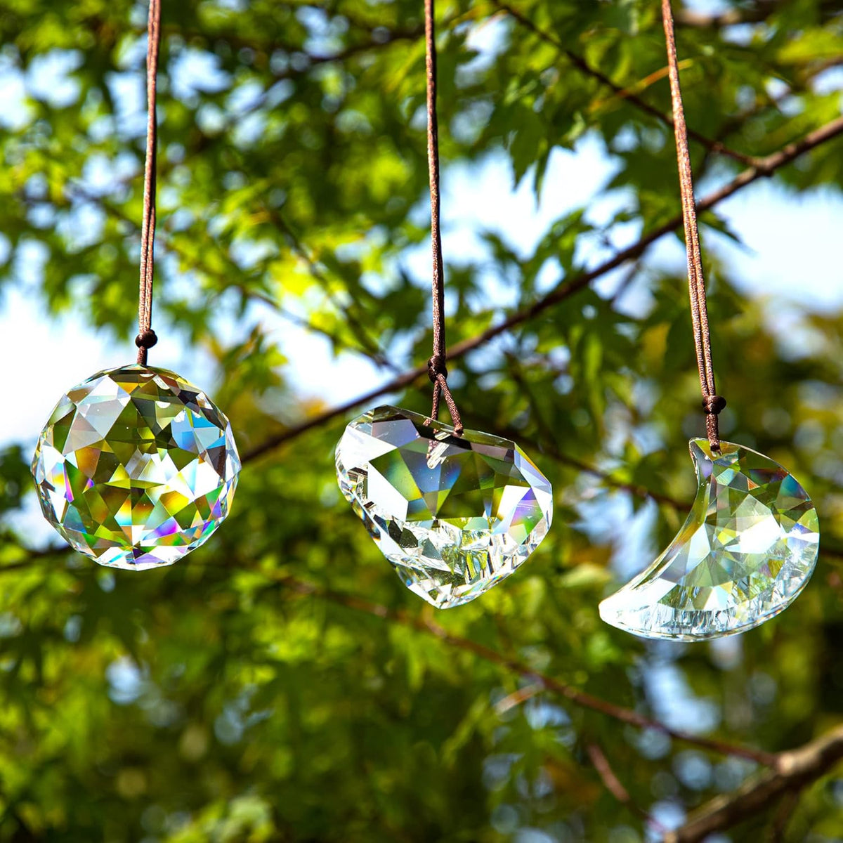 H&D HYALINE & DORA Clear Suncatcher Crystal Prism Ball Heart Moon Window Decor Ornament,Hanging