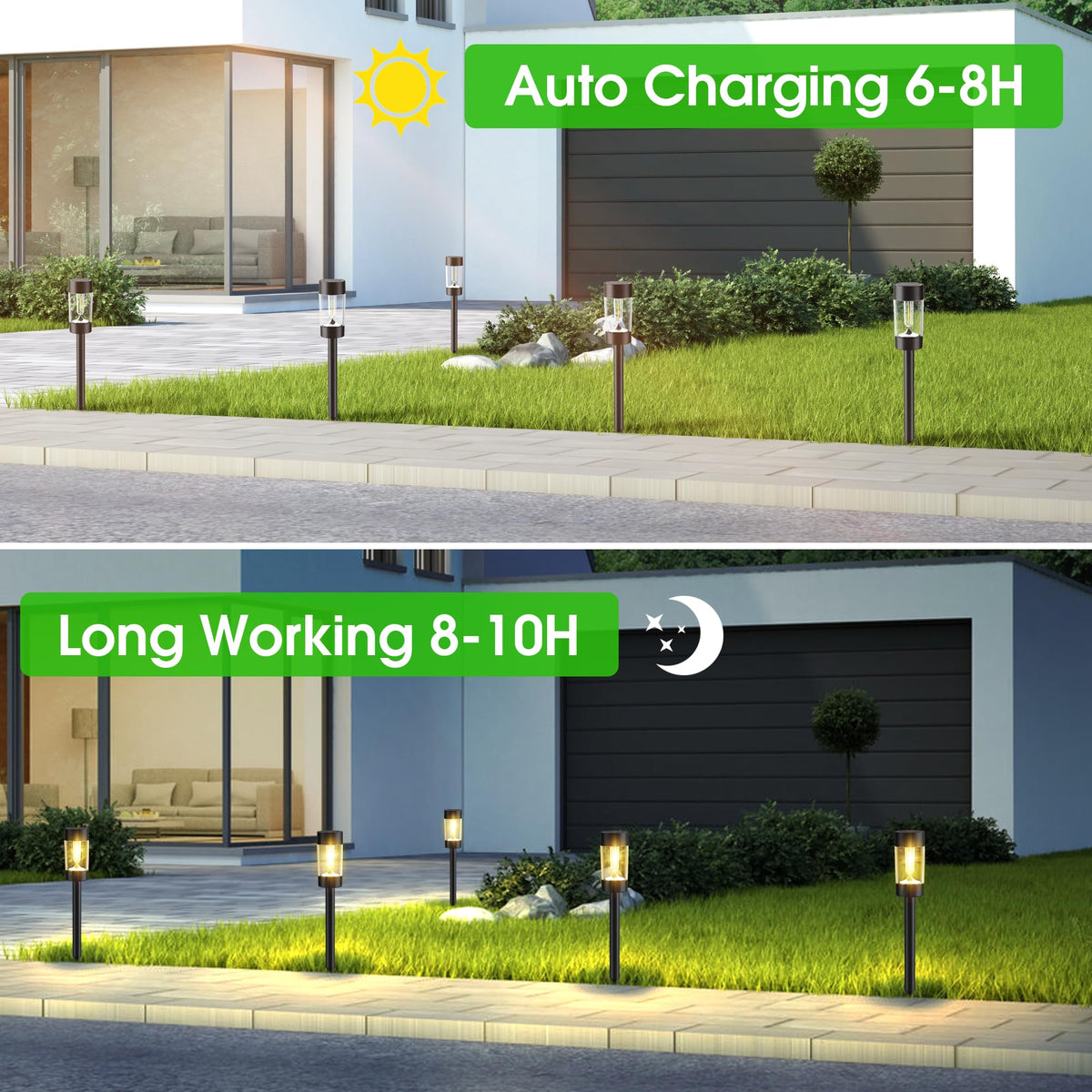 Eyrosa Solar Lights Outdoor, 12 Pack Waterproof Solar Landscape Lighting for Pathway Garden Yard