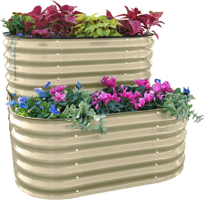 Vego garden Cascading Raised Garden Planter Box Outdoor Metal Galvanized Gardening Bed for