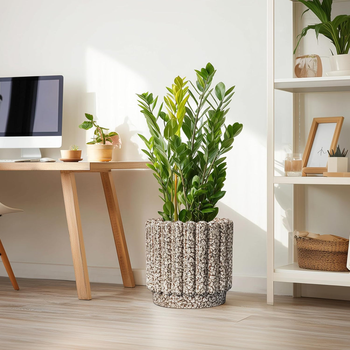 Ceramic Pots for Plants - 12 Inch Planter for Indoor Plants, Round Flower Pots with Drainage Hole