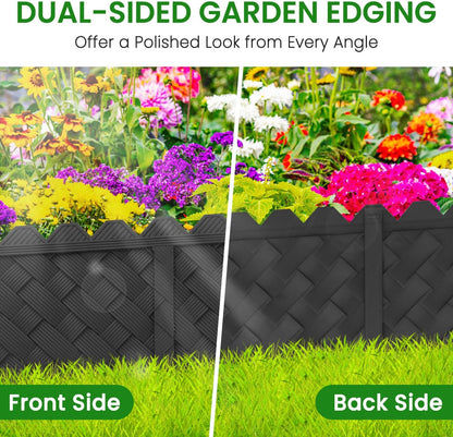 BLACKVINE 20Pcs 20ft (5'' Exposed Height) Plastic Landscape Edging Border,Flowerbed Garden Border