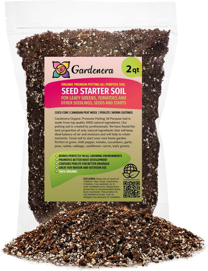 Premium Organic Seed Starter Soil - 2 Quart - All-Purpose Organic Potting Soil for Happy Seedlings