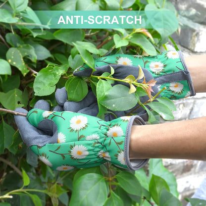 Womens Gardening Weeding Working Gloves, Leather Garden Glove for Women Thorn Proof No Stab for