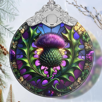 Scottish Thistle Stained Glass Orament - Christmas Ornament - Christmas Decorations for Tree