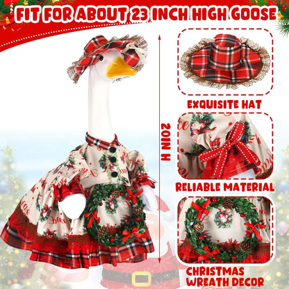 Suzile Christmas Wreath Outfit Clothes for 23 Inch High Cement or Plastic Geese Ghost Lawn Porch