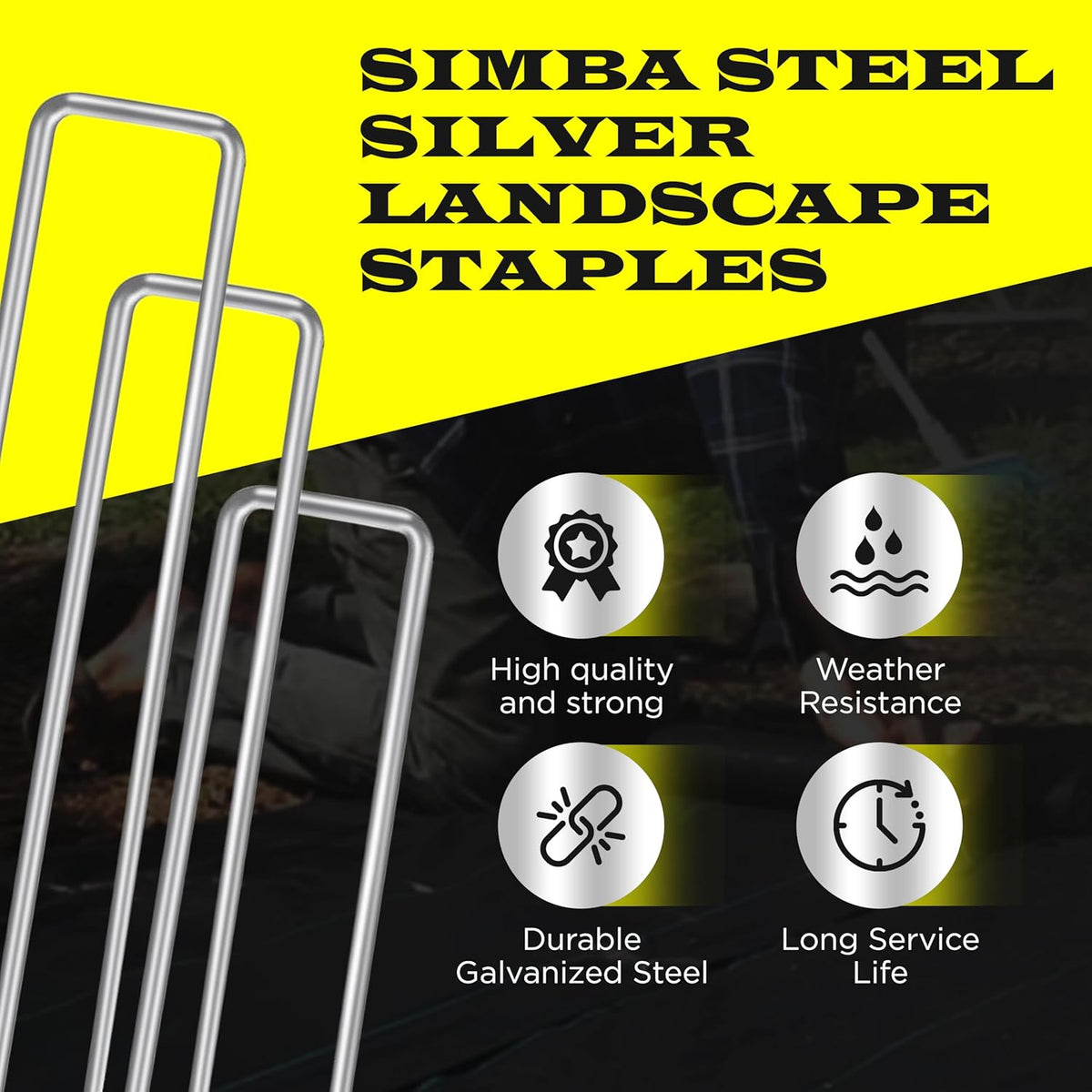 250 Pack x 6 Inch Landscape Staples Galvanised, Fabric Pins, 11 Gauge, Garden Staples, Tent Stakes