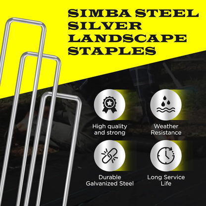 250 Pack x 6 Inch Landscape Staples Galvanised, Fabric Pins, 11 Gauge, Garden Staples, Tent Stakes