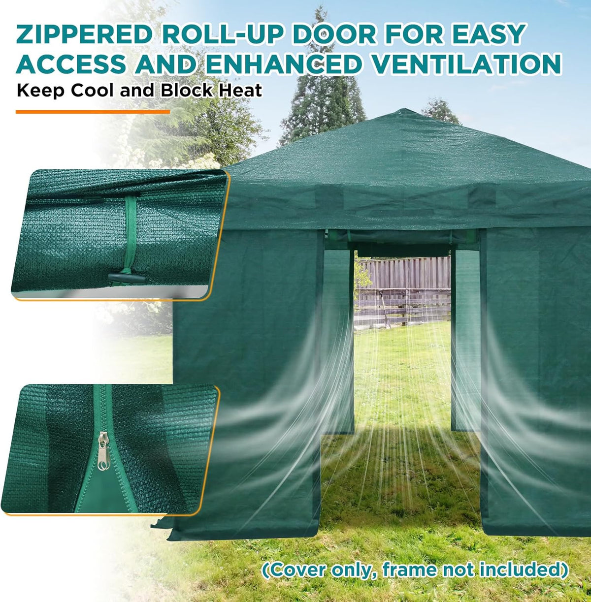 EAGLE PEAK Replacement Mesh Cover for 12x8 Portable Walk-in Pop up Greenhouse, Front and Rear