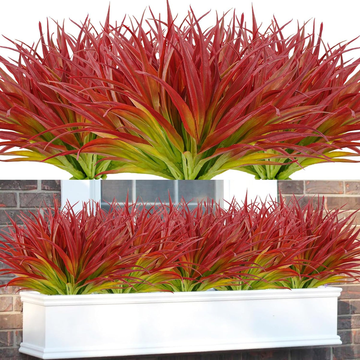 16Pcs Artificial Grass Fake Plants 17.3in Outdoor Plants UV Resistant Greenery Stems Fake Grass for