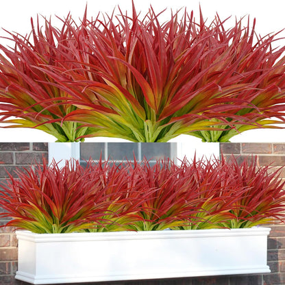 16Pcs Artificial Grass Fake Plants 17.3in Outdoor Plants UV Resistant Greenery Stems Fake Grass for