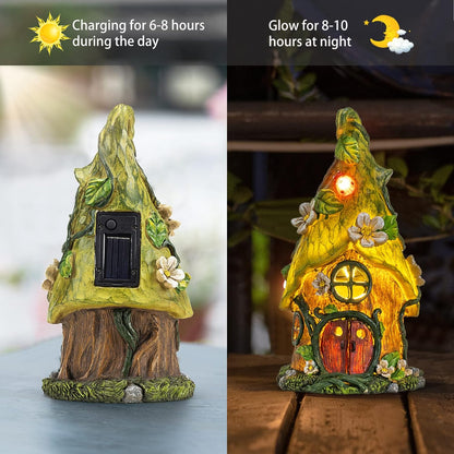 Garden Decor Outdoor Solar Statues, 9.4Inch Resin Fairy Garden Solar Lights Birthday Gifts for