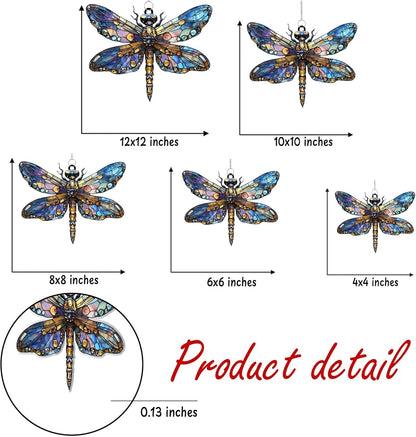 Boho Dragonfly Acrylic Suncatcher Stained Glass Effect Window Car Hanging Christmas Ornament Indoor