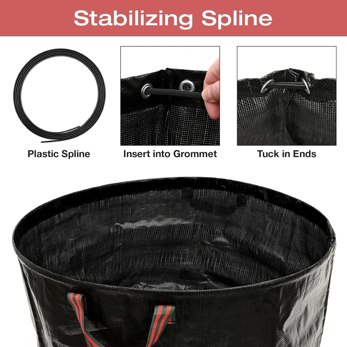 Excello 4-Pack 72 and 63 Gallon Reusable Heavy Duty Gardening Waste Bag Set with Gloves (Black)