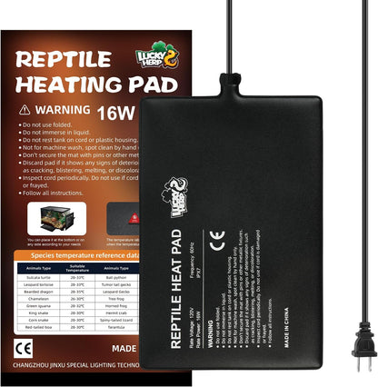LUCKY HERP Reptile Heat Pad 8x12 Inch 16W Under Tank Terrarium Heating Mat, Reptile Heat Mat