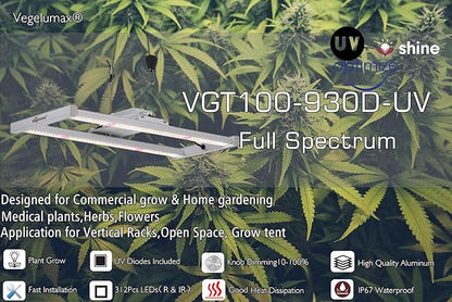 100W LED Grow Light Bar,UV IR Diodes Included,Sunlike Full Spectrum Growing Lamp for Horticulture