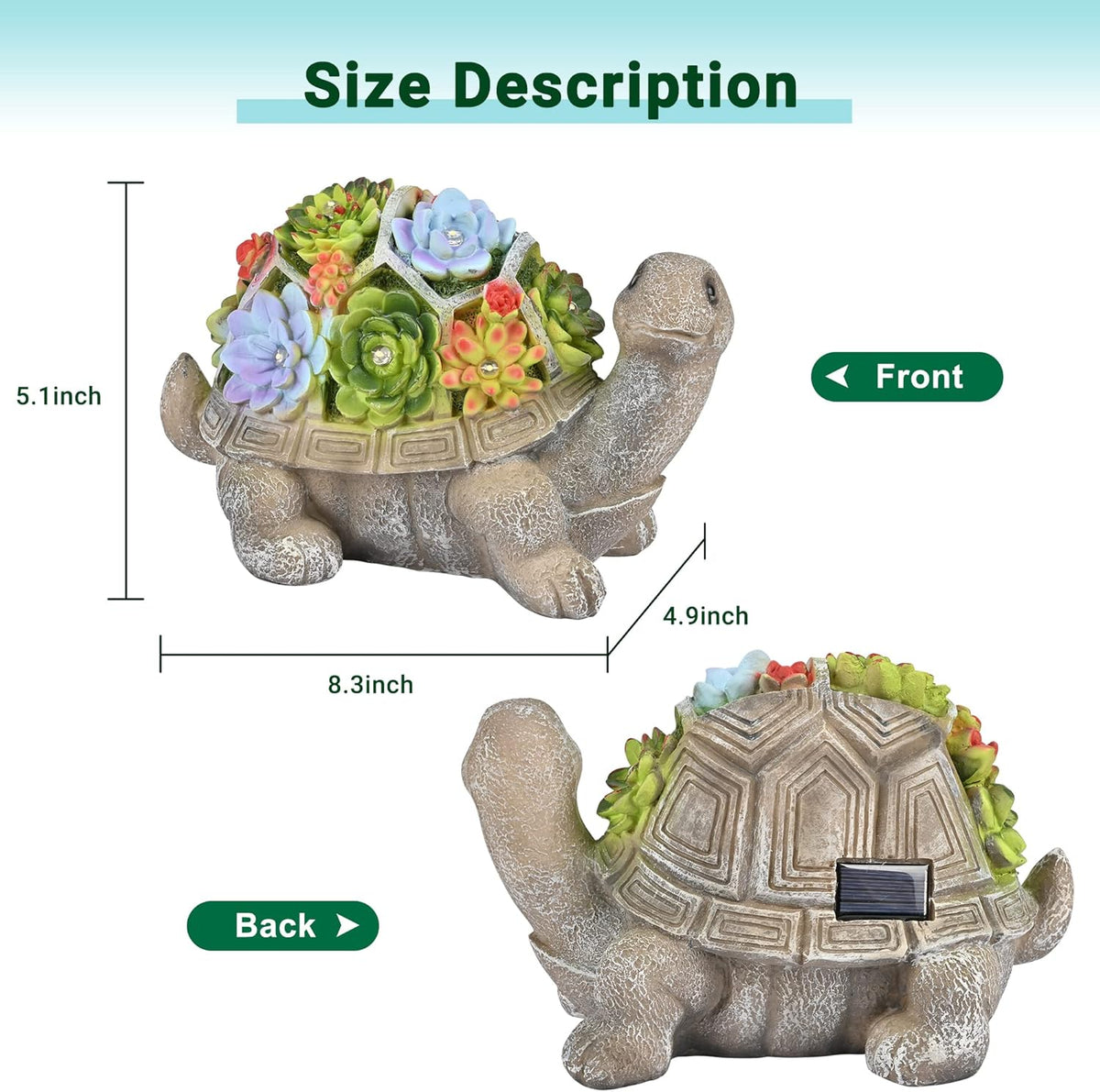 GIGALUMI Solar Garden Statues Turtle Figurine Lights for Outside, Yard Decorations Outdoor, Garden