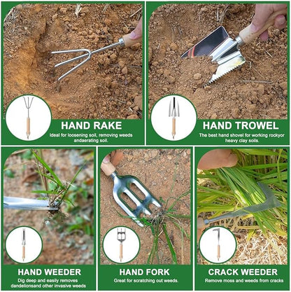 9-Piece Premium Gardening Tool Set for Women - Heavy Duty Stainless Steel Rust-Proof Tools with