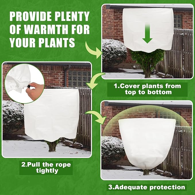 NNG 5PCS Winter Plant Covers Freeze Protection 47.2x47.2Inch Frost Blanket Shrub Covers with Zipper