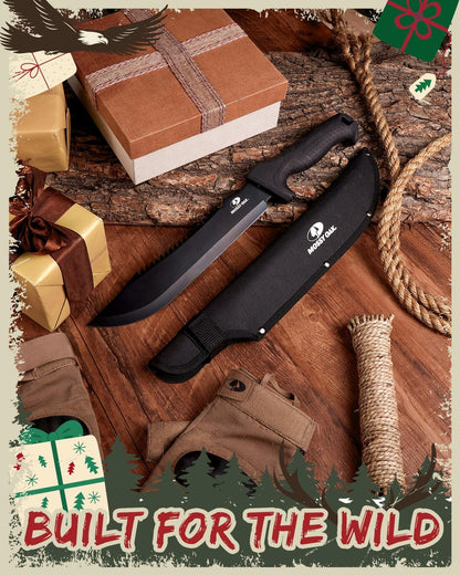 Mossy Oak 16" Heavy Duty Machete with Saw and Sheath, Sharp Dual-Edge Blade, Ergonomic Non-Slip