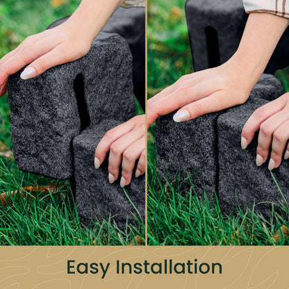 Beuta Landscape Edging | Garden Edging Border | Faux Stone Blocks for Lawn Edging, Flower Beds &