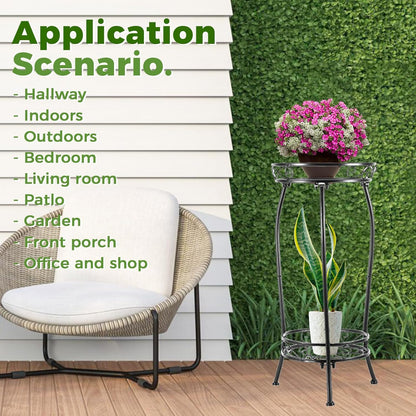 Plant Stand Indoor Outdoor 2 Tier 27" Tall Metal Potted Holder Rack Flower Pot Stand Heavy Duty