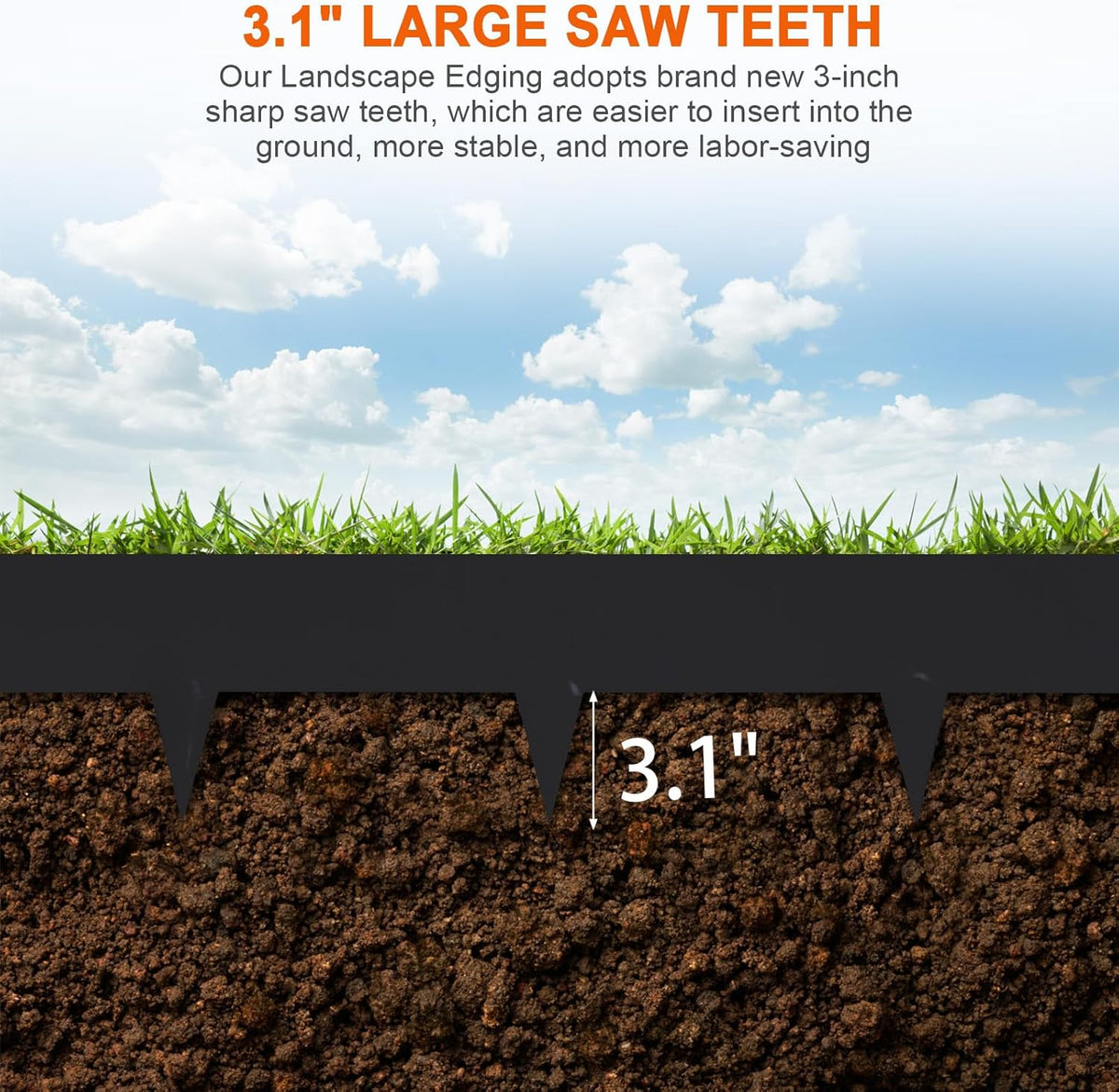 42" L X 7.9" H Metal Landscape Edging, 6 Pack Heavy Duty Galvanized Steel Garden Edging,42 Inch