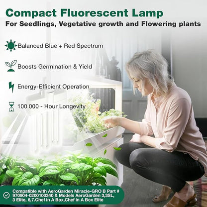 3 Grow Bulbs Compatible with AeroGarden Miracle-GRO B Part # 970904-0200,100340 & Models AeroGarden