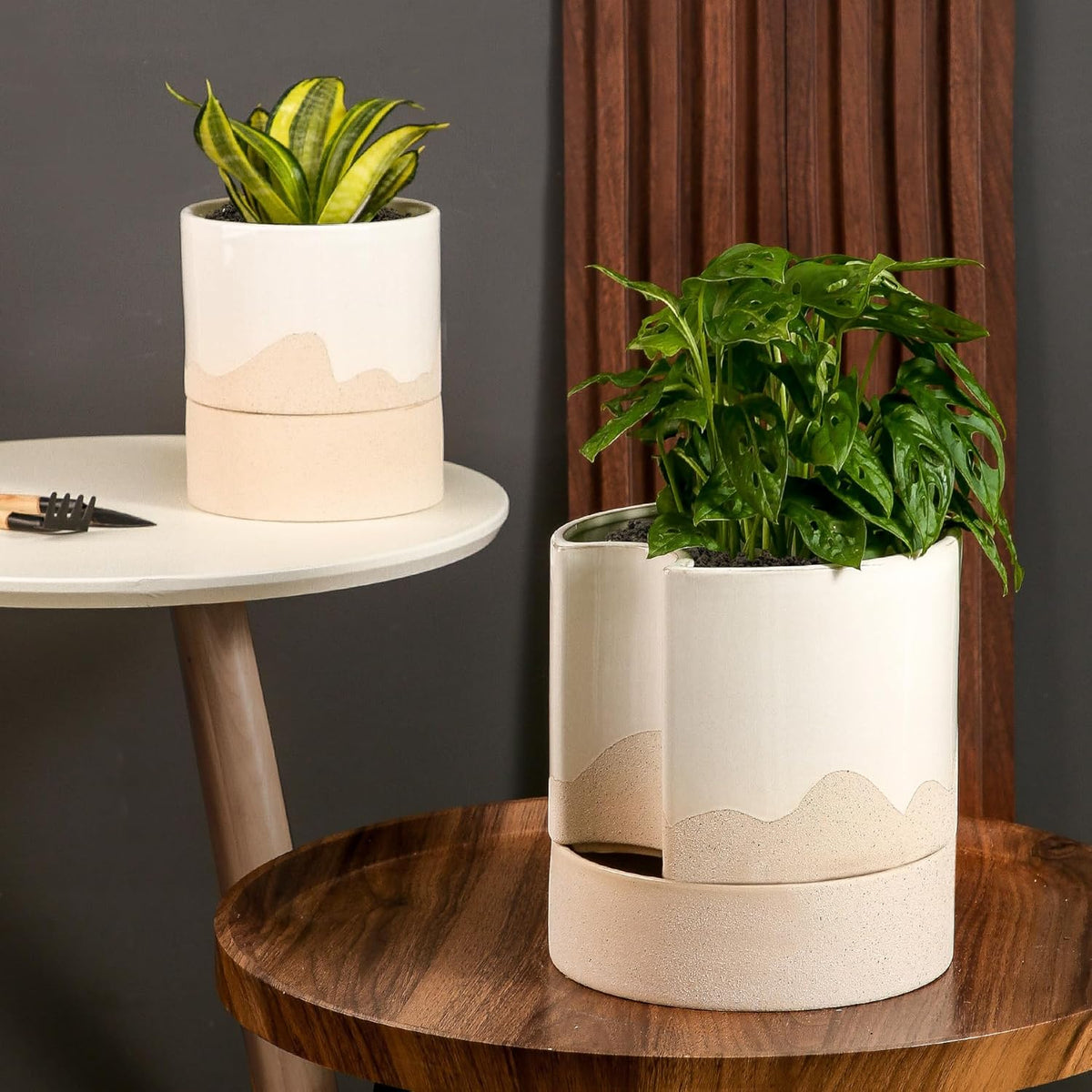 Nihow Self Watering Plant Pot: 8 Inch Ceramic Planter with Drainage Hole & Water Storage Plus for